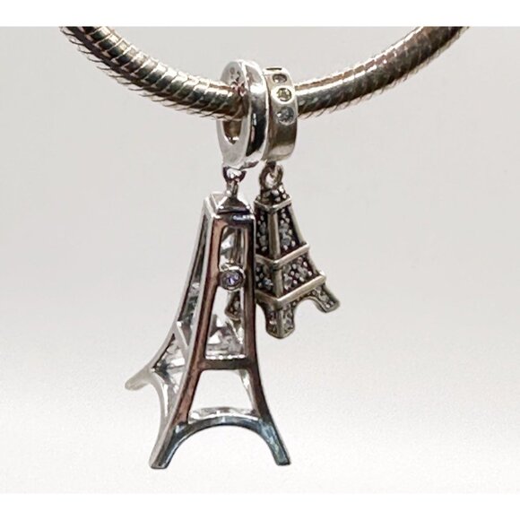 Sterling Silver Paris‎ Charms Eiffel Tower Charm Bracelet - Picture 2 of 7